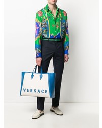 Chemise à manches longues imprimée multicolore Versace