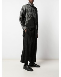 Chemise à manches longues imprimée noire et blanche Yohji Yamamoto