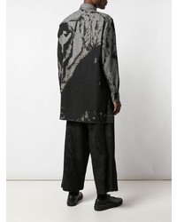 Chemise à manches longues imprimée noire et blanche Yohji Yamamoto