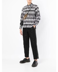 Chemise à manches longues imprimée noire et blanche Black Comme Des Garçons