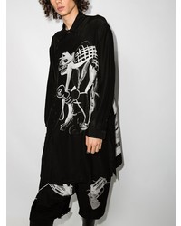 Chemise à manches longues imprimée noire et blanche Yohji Yamamoto