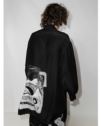 Chemise à manches longues imprimée noire et blanche Yohji Yamamoto