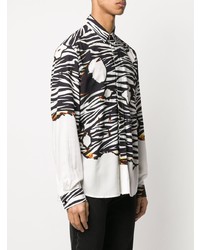 Chemise à manches longues imprimée noire et blanche Just Cavalli