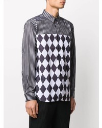 Chemise à manches longues imprimée noire et blanche Comme Des Garcons Homme Plus