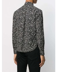 Chemise à manches longues imprimée noire et blanche Saint Laurent