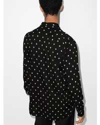 Chemise à manches longues imprimée noire et blanche Saint Laurent