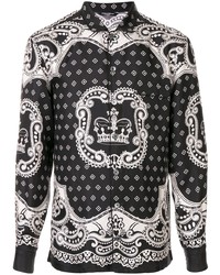 Chemise à manches longues imprimée noire et blanche Dolce & Gabbana
