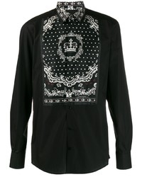 Chemise à manches longues imprimée noire et blanche Dolce & Gabbana