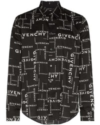 Chemise à manches longues imprimée noire et blanche Givenchy