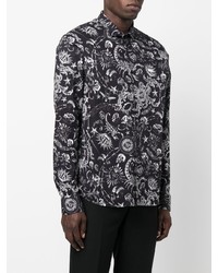 Chemise à manches longues imprimée noire et blanche Philipp Plein