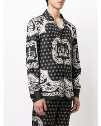 Chemise à manches longues imprimée noire et blanche Dolce & Gabbana