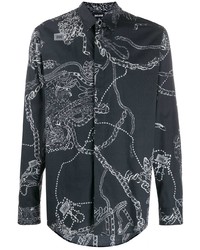 Chemise à manches longues imprimée noire et blanche Just Cavalli