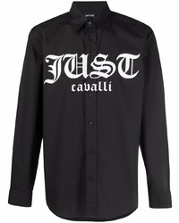 Chemise à manches longues imprimée noire et blanche Just Cavalli
