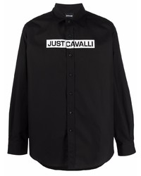 Chemise à manches longues imprimée noire et blanche Just Cavalli