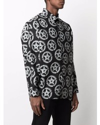 Chemise à manches longues imprimée noire et blanche Moschino