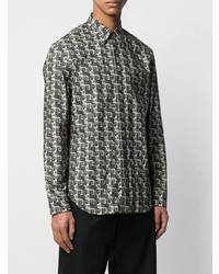 Chemise à manches longues imprimée noire et blanche Maison Margiela