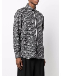 Chemise à manches longues imprimée noire et blanche Philipp Plein