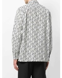 Chemise à manches longues imprimée noire et blanche MSGM