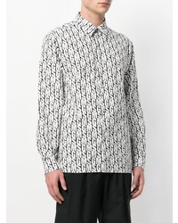 Chemise à manches longues imprimée noire et blanche MSGM