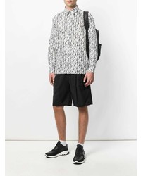 Chemise à manches longues imprimée noire et blanche MSGM