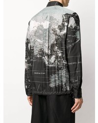 Chemise à manches longues imprimée noire et blanche Sacai