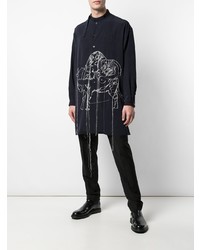 Chemise à manches longues imprimée noire et blanche Yohji Yamamoto