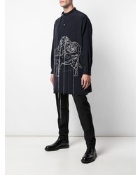 Chemise à manches longues imprimée noire et blanche Yohji Yamamoto