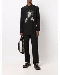 Chemise à manches longues imprimée noire et blanche Yohji Yamamoto