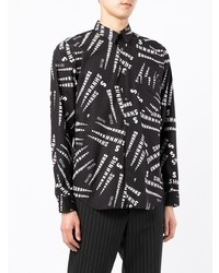 Chemise à manches longues imprimée noire et blanche Black Comme Des Garçons