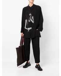 Chemise à manches longues imprimée noire et blanche Yohji Yamamoto