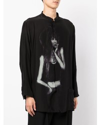 Chemise à manches longues imprimée noire et blanche Yohji Yamamoto