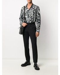 Chemise à manches longues imprimée noire et blanche Just Cavalli