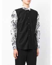 Chemise à manches longues imprimée noire et blanche Black Comme Des Garçons