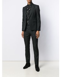 Chemise à manches longues imprimée noire et blanche Saint Laurent