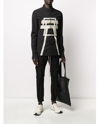 Chemise à manches longues imprimée noire et blanche Rick Owens