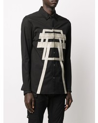 Chemise à manches longues imprimée noire et blanche Rick Owens