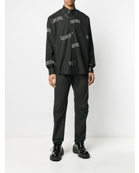 Chemise à manches longues imprimée noire et blanche Givenchy