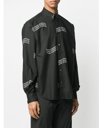 Chemise à manches longues imprimée noire et blanche Givenchy