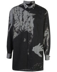Chemise à manches longues imprimée noire et blanche Yohji Yamamoto