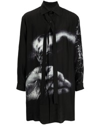 Chemise à manches longues imprimée noire et blanche Yohji Yamamoto