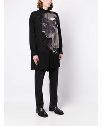 Chemise à manches longues imprimée noire Yohji Yamamoto