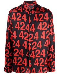 Chemise à manches longues imprimée noire 424