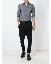 Chemise à manches longues imprimée noire Lanvin