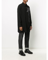 Chemise à manches longues imprimée noire Yohji Yamamoto