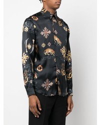 Chemise à manches longues imprimée noire Just Cavalli