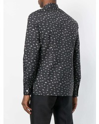 Chemise à manches longues imprimée noire Lanvin