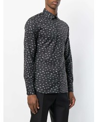 Chemise à manches longues imprimée noire Lanvin