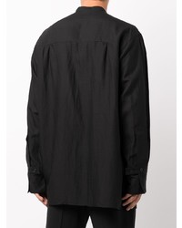 Chemise à manches longues imprimée noire Yohji Yamamoto