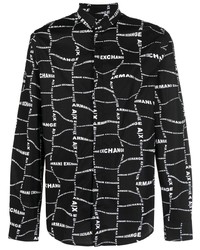 Chemise à manches longues imprimée noire Armani Exchange