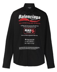 Chemise à manches longues imprimée noire Balenciaga